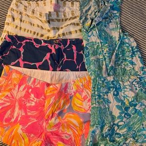 3 pairs of Lilly P shorts and XL Lilly romper